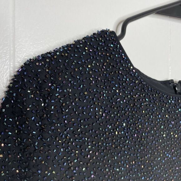 VTG Y2K Caché Mini Dress Sz 6 Silk Rainbow Beaded Party Cocktail Fairy Grunge - Picture 5 of 12